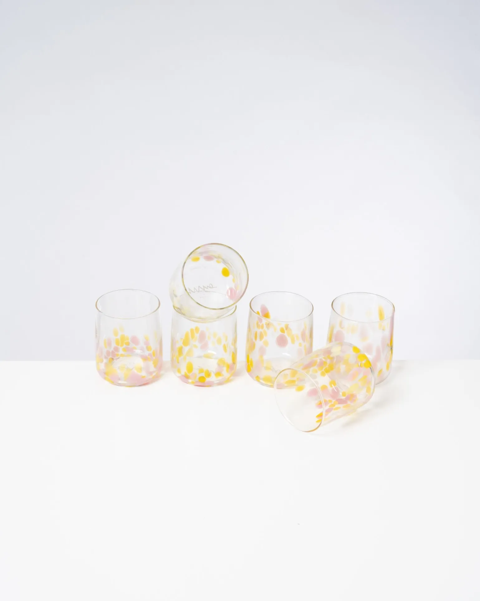 Flash Sale Motel a Miio Alegria - Set Of 6 Glasses Small Big Drops Pink Yellow big drops rosa gelb