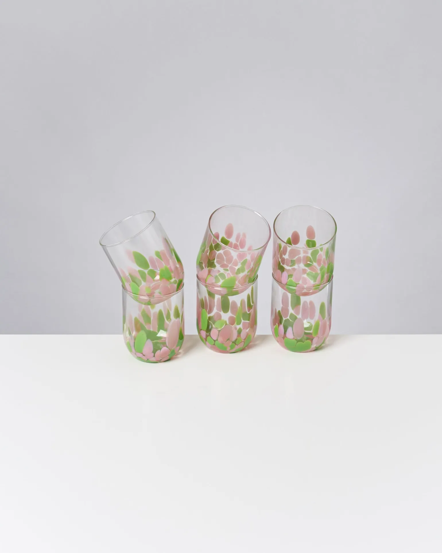 Clearance Motel a Miio Alegria 6er Set Glas Groß drops rosa grün