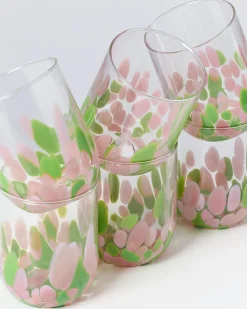 Clearance Motel a Miio Alegria 6er Set Glas Groß drops rosa grün