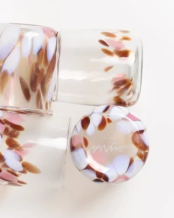 Hot Motel a Miio Alegria Set Of 4 Glasses Small big drops amber pink