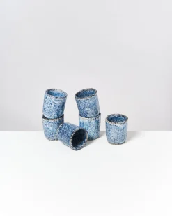 Hot Motel a Miio Cordoama - Set Of 6 Cups Small Blue Speckled speckled blue
