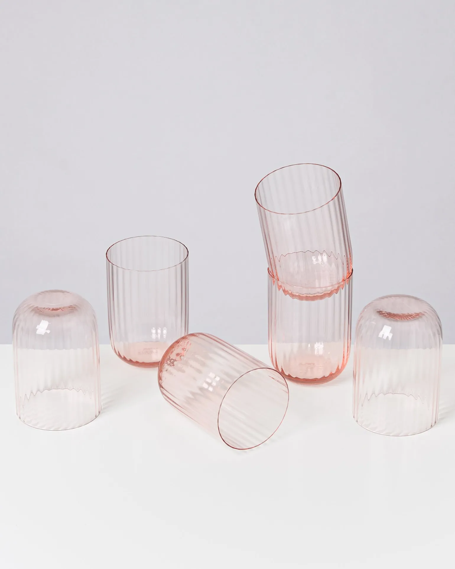 Sale Motel a Miio Joia 6er Set Glas Riffled pink opal