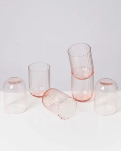 Sale Motel a Miio Joia 6er Set Glas Riffled pink opal